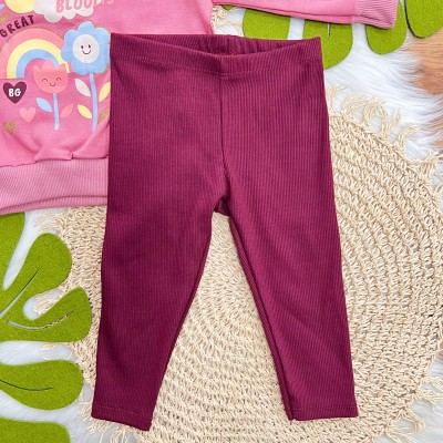 Conj. Casaco Love Blooms e Calça Legging - Rose e Uva